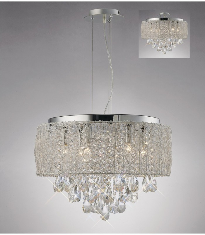 Ceiling Pendant 6 Light Polished Chrome, Crystal - 2