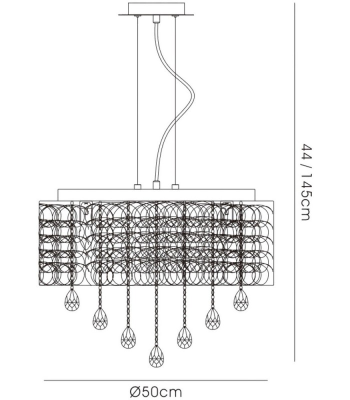 Ceiling Pendant 6 Light Polished Chrome, Crystal - 3
