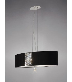Ceiling Pendant Oval with Black Shade 4 Light Polished Chrome, Crystal - 2
