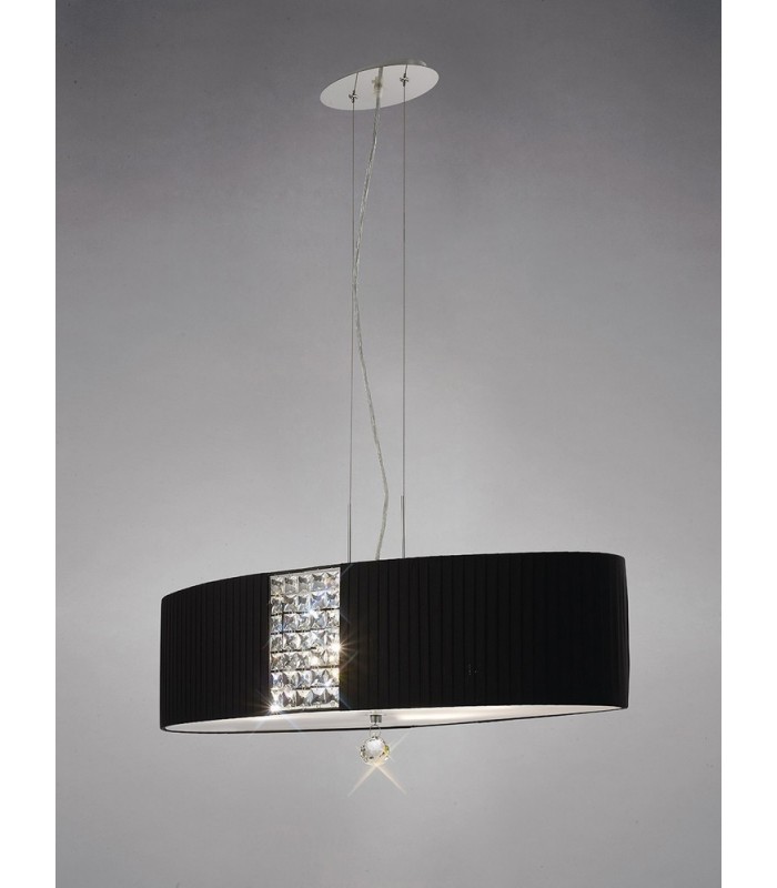 Ceiling Pendant Oval with Black Shade 4 Light Polished Chrome, Crystal - 2