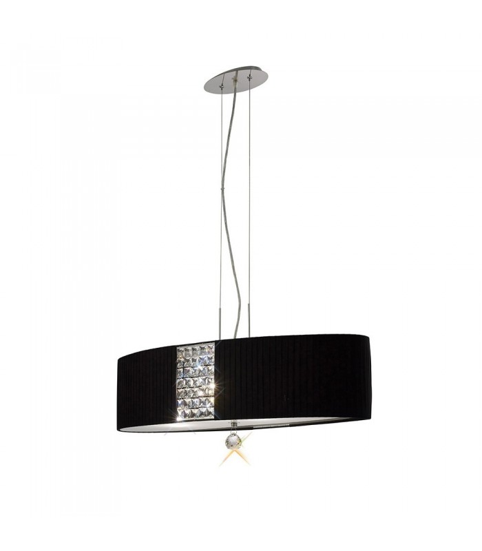 Ceiling Pendant Oval with Cream Shade 4 Light Polished Chrome, Crystal - 4