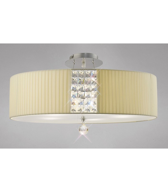 Ceiling Pendant Oval with Cream Shade 4 Light Polished Chrome, Crystal - 5