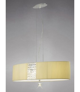 Ceiling Pendant Round with Cream Shade 5 Light Polished Chrome, Crystal - 2