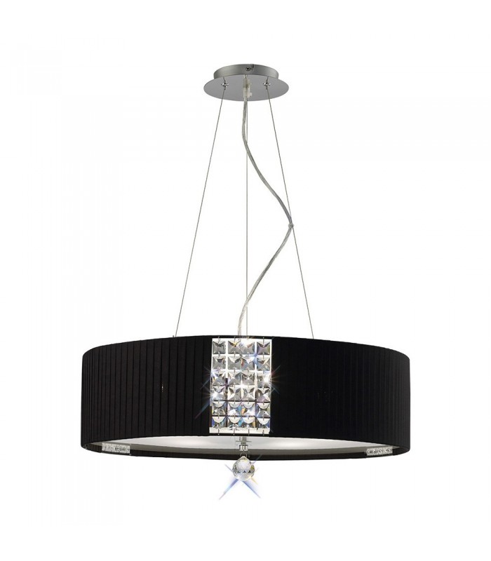 Ceiling Pendant Round with Cream Shade 5 Light Polished Chrome, Crystal - 4