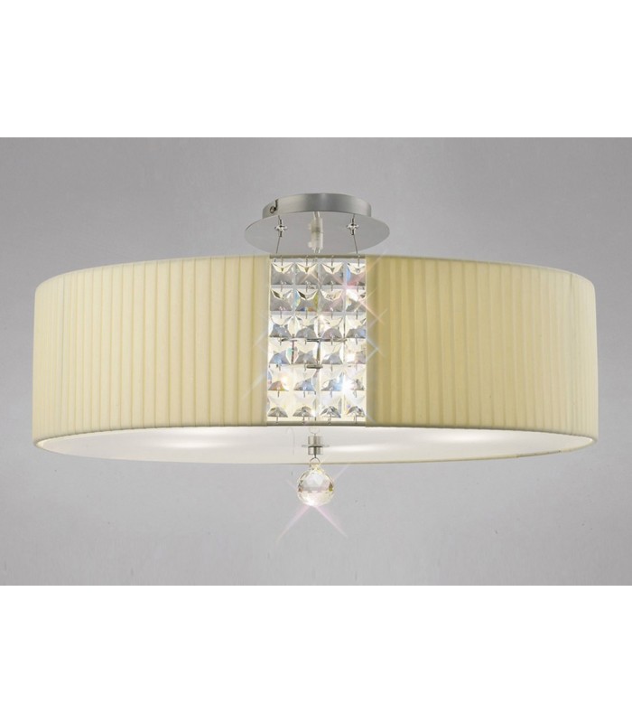 Ceiling Pendant Round with Cream Shade 5 Light Polished Chrome, Crystal - 5