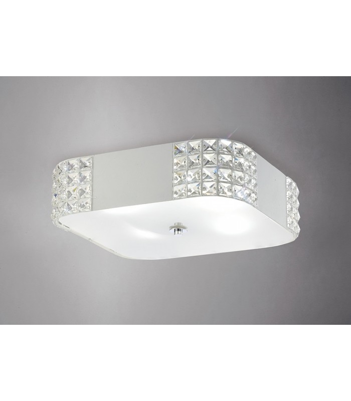 Flush Ceiling 4 Light White, Crystal - 2