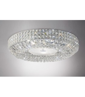 Flush Ceiling 9 Light Polished Chrome, Crystal - 2