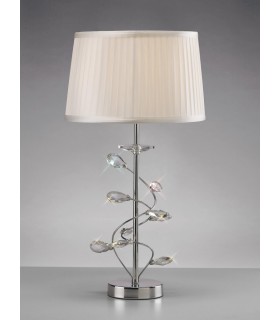 Table Lamp with White Shade 1 Light Polished Chrome, Crystal - 2