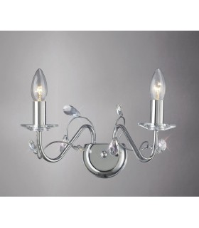 Wall Lamp 2 Light Polished Chrome, Crystal (SHADE SOLD SEPARATELY) - 2
