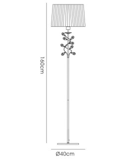 Floor Lamp with White Shade 1 Light Polished Chrome, Crystal - 2