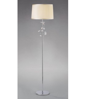 Floor Lamp with Cream Shade 1 Light Polished Chrome, Crystal - 2