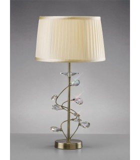 Table Lamp with Cream Shade 1 Light Antique Brass, Crystal - 2