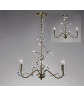 Ceiling Pendant 3 (SHADE SOLD SEPARATELY) Light Antique Brass, Crystal - 2