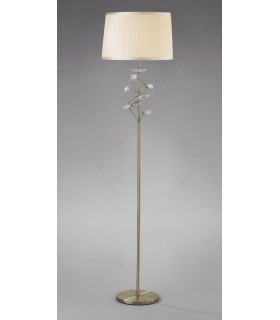 Floor Lamp with Cream Shade 1 Light Antique Brass, Crystal - 2