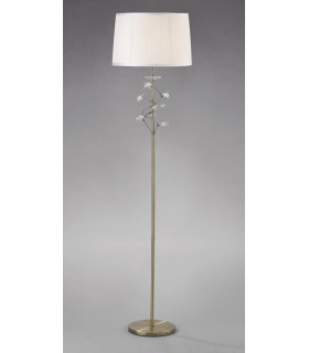 Floor Lamp with White Shade 1 Light Antique Brass, Crystal - 2