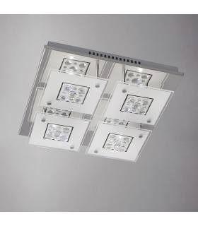 Flush Ceiling Square 4 Light Polished Chrome, Glass, Crystal - 2
