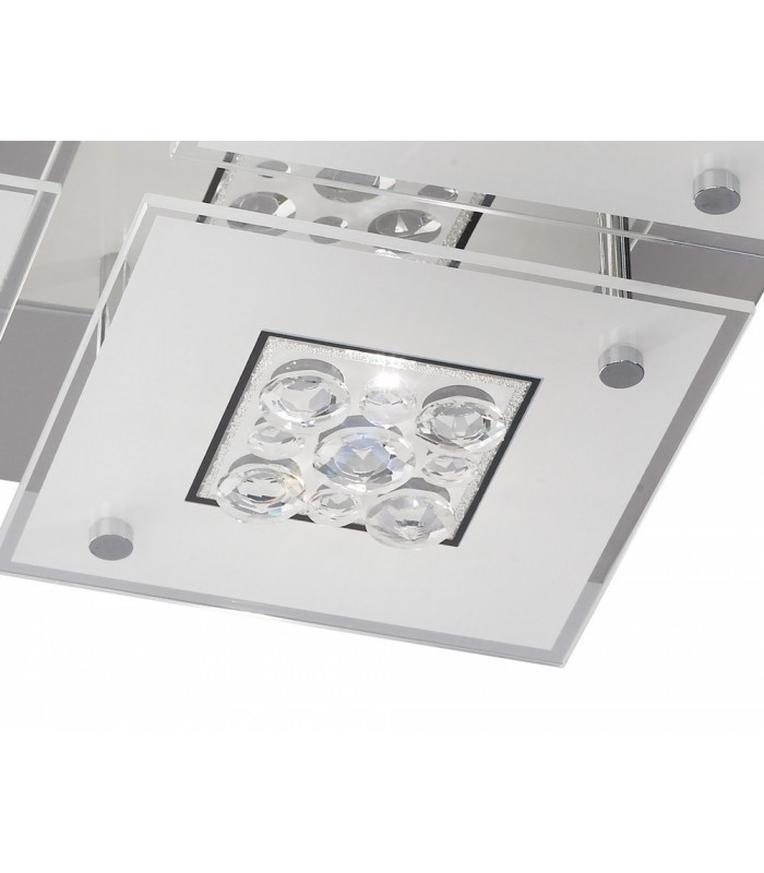 Flush Ceiling Square 4 Light Polished Chrome, Glass, Crystal - 6