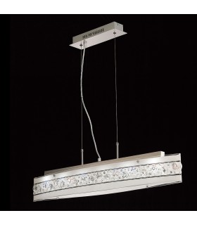 Ceiling Pendant Bar 5 Light Polished Chrome, Glass, Crystal - 2