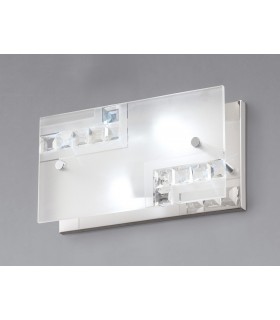 Flush Wall Lamp Switched 2 Light Polished Chrome, Glass, Crystal - 2