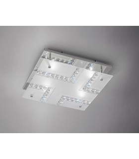 Flush Ceiling Square 4 Light Polished Chrome, Glass, Crystal - 2