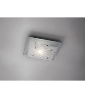 Flush Ceiling Square 1 Light Small Polished Chrome, Glass - 2