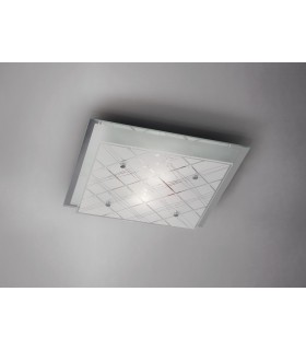 Flush Ceiling Square 2 Light Medium Polished Chrome, Glass - 2