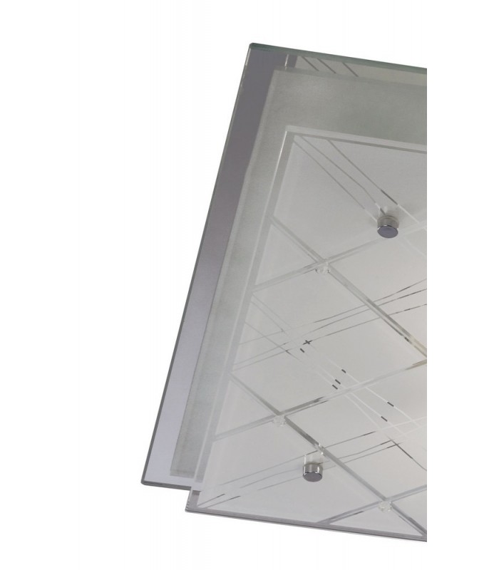 Flush Ceiling Square 2 Light Medium Polished Chrome, Glass - 4
