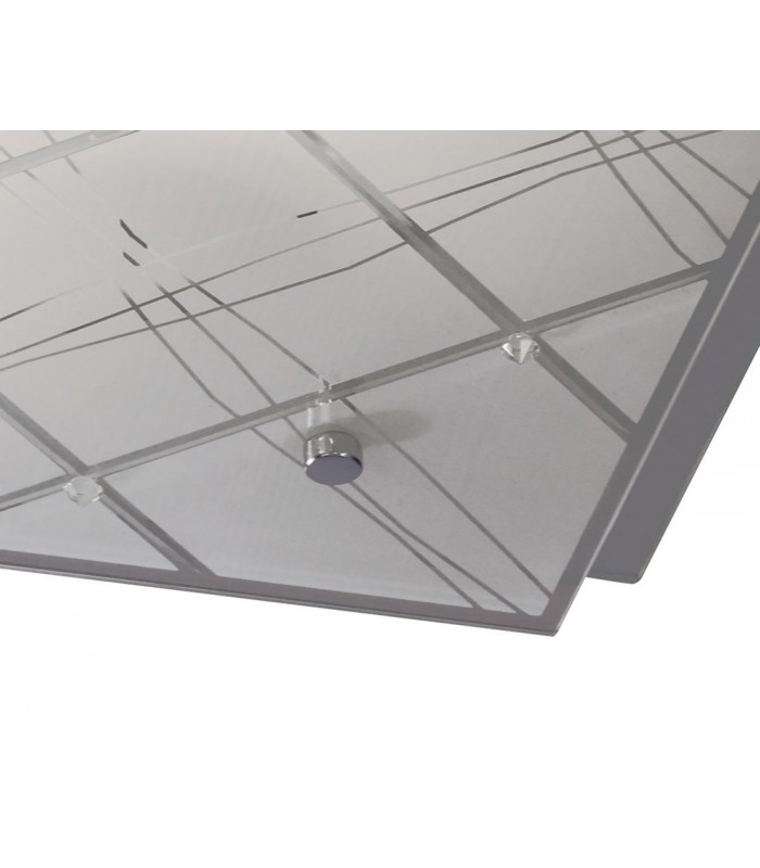Flush Ceiling Square 2 Light Medium Polished Chrome, Glass - 5
