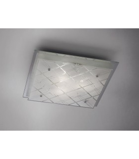 Flush Ceiling Square 3 Light Large Polished Chrome, Glass - 2