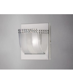 Flush Wall Lamp Switched 1 Light Polished Chrome, Glass, Crystal - 2