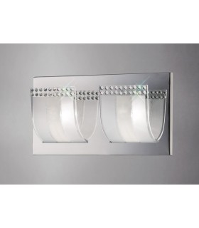 Flush Wall Lamp Switched 2 Light Polished Chrome, Glass, Crystal - 2