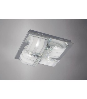 Flush Ceiling Large 4 Light Polished Chrome, Glass, Crystal - 2