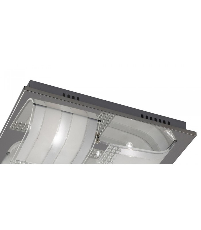 Flush Ceiling Large 4 Light Polished Chrome, Glass, Crystal - 4