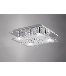 Flush Ceiling 5 Light Polished Chrome, Glass, Crystal - 2