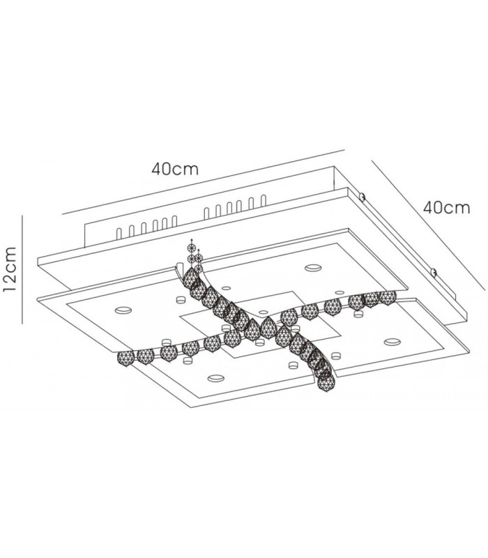 Flush Ceiling 5 Light Polished Chrome, Glass, Crystal - 3