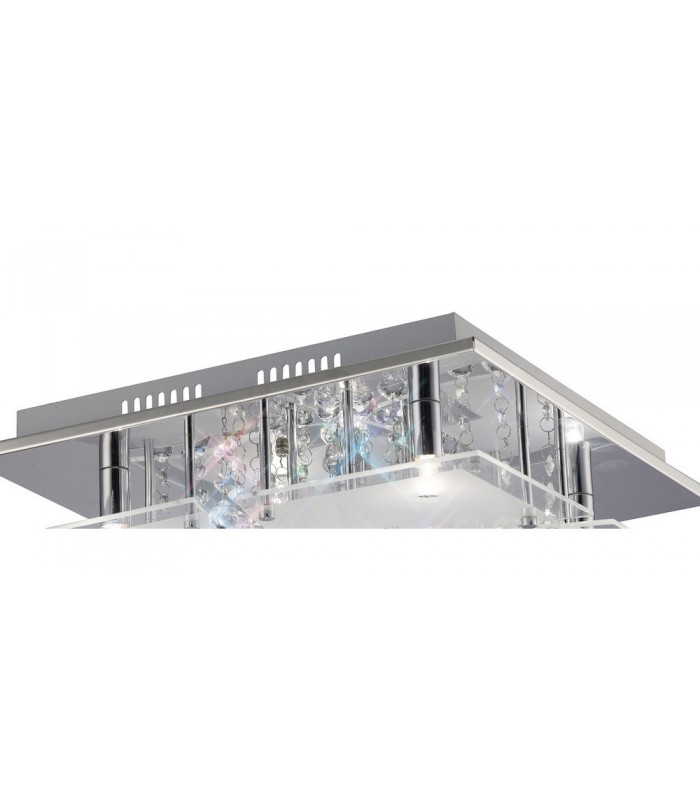 Flush Ceiling 5 Light Polished Chrome, Glass, Crystal - 4