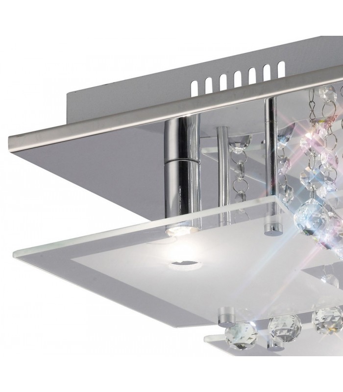 Flush Ceiling 5 Light Polished Chrome, Glass, Crystal - 6