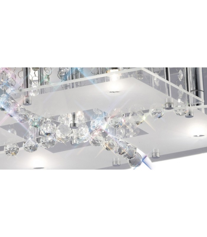 Flush Ceiling 5 Light Polished Chrome, Glass, Crystal - 7