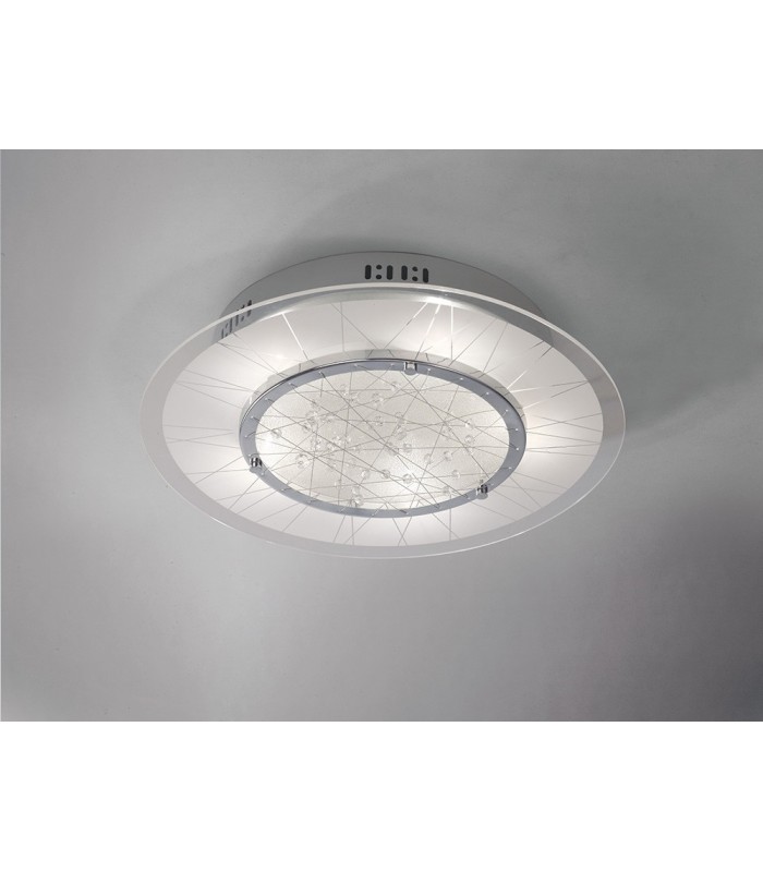 Flush Ceiling Round 5 Light Polished Chrome, Glass, Crystal - 2