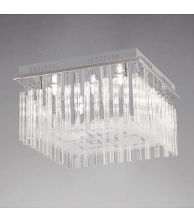 Flush Ceiling 6 Light Polished Chrome, Glass - 2