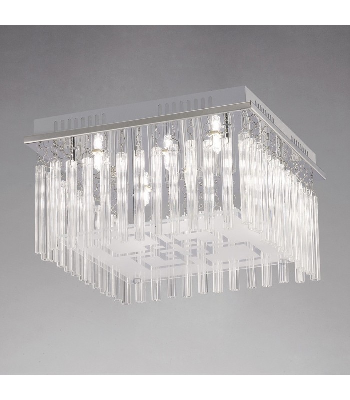 Flush Ceiling 6 Light Polished Chrome, Glass - 2