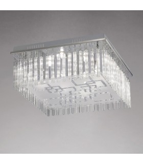 Flush Ceiling 8 Light Polished Chrome, Glass - 2