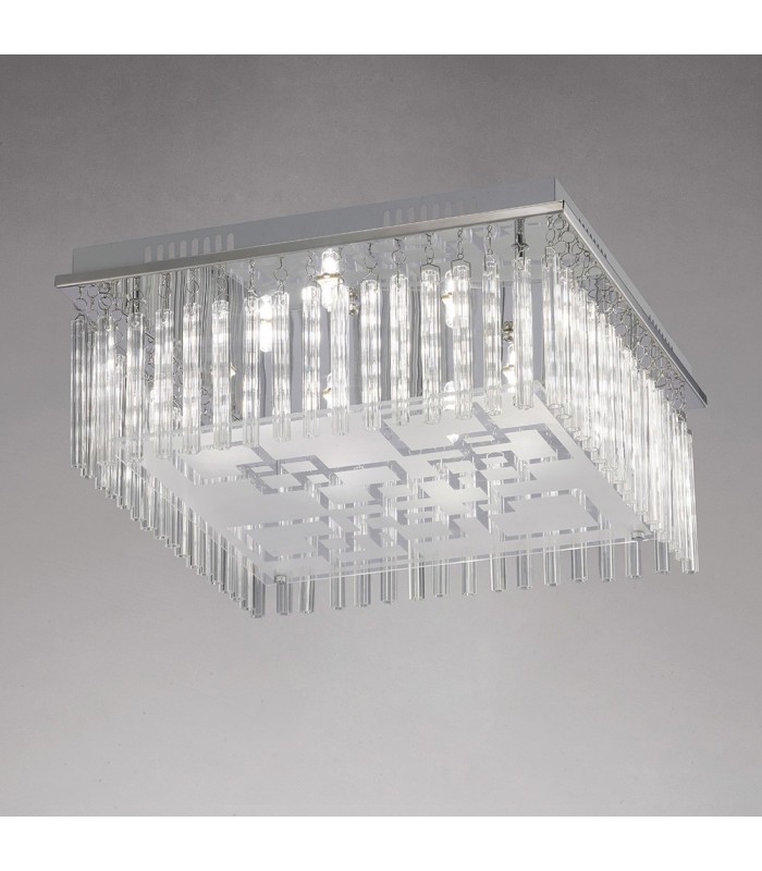 Flush Ceiling 8 Light Polished Chrome, Glass - 2