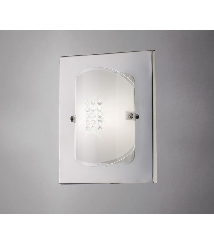 Flush Wall Lamp Switched 1 Light Polished Chrome, Glass, Crystal - 2
