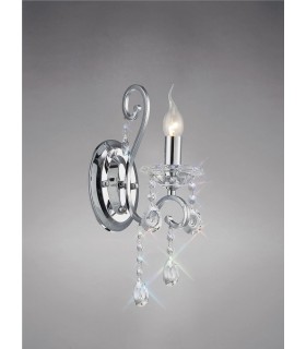 Wall Lamp Switched 1 Candle Light Polished Chrome, Crystal - 2