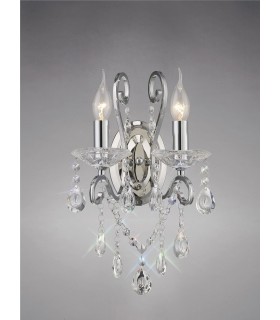 Wall Lamp Switched 2 Candle Light Polished Chrome, Crystal - 2