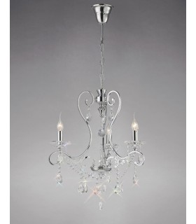 Ceiling Pendant Chandelier 3 Light Polished Chrome, Crystal - 2