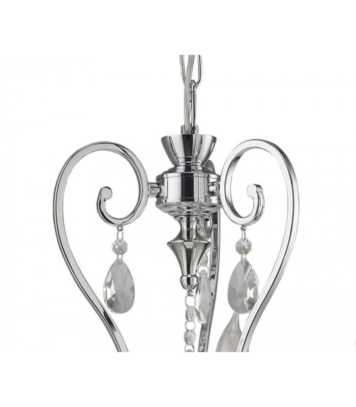 Ceiling Pendant Chandelier 3 Light Polished Chrome, Crystal - 6