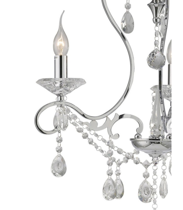 Ceiling Pendant Chandelier 3 Light Polished Chrome, Crystal - 7