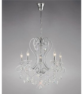 Ceiling Pendant Chandelier 5 Light Polished Chrome, Crystal - 2
